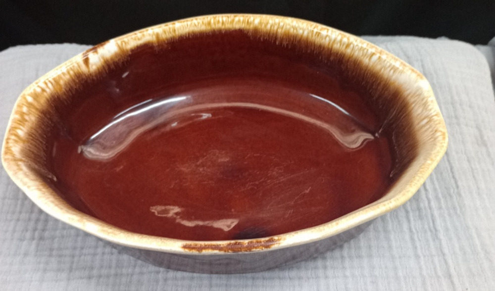 Vtg McCoy USA Serving Dishes Brown Drip Glaze #7070 - 9"